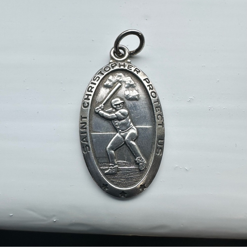 Sterling Silver St. Christopher Baseball Medal pendant